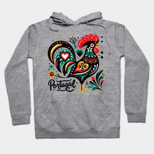 Vibrant Galo de Barcelos Portuguese Rooster Spirit Hoodie